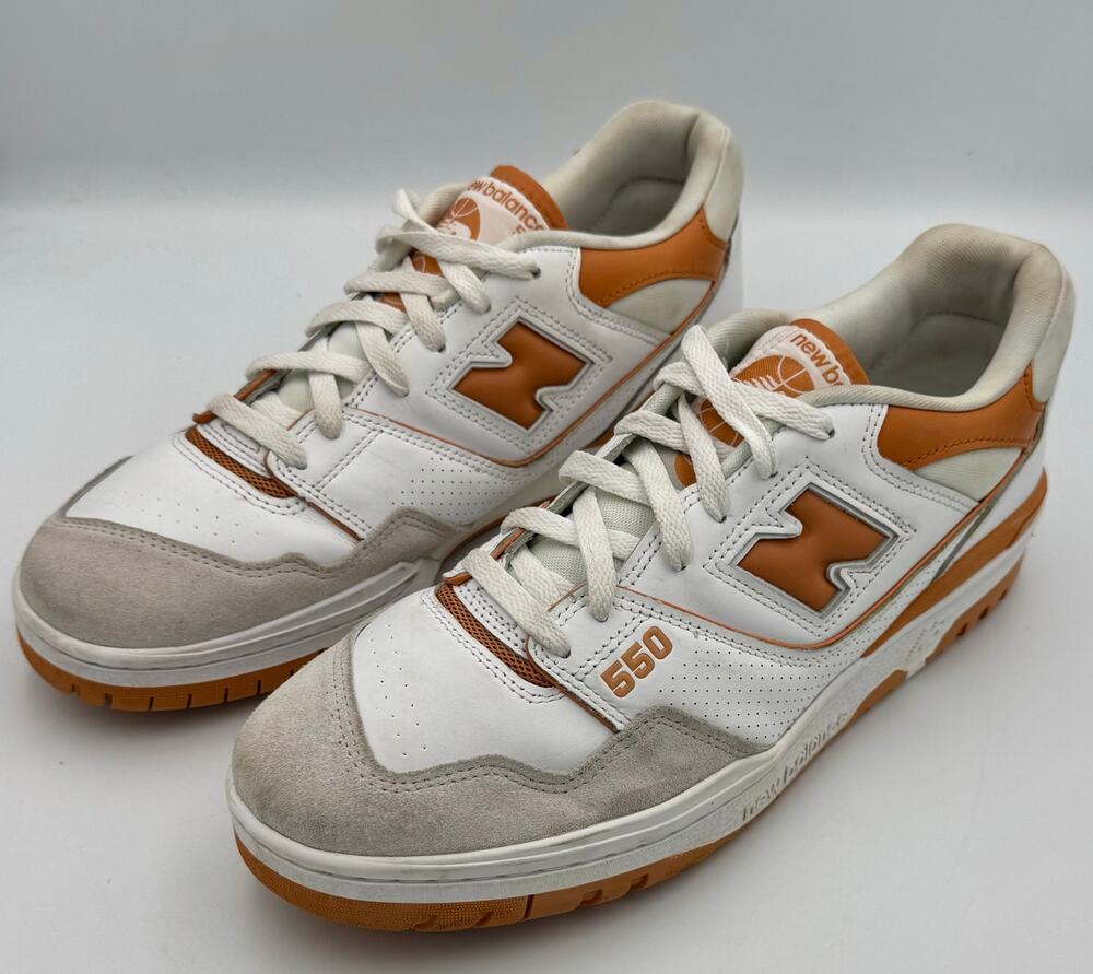 New Balance 550 White Burnt Orange Sneakers Retro BB550LSC Sz 11.5 # 318